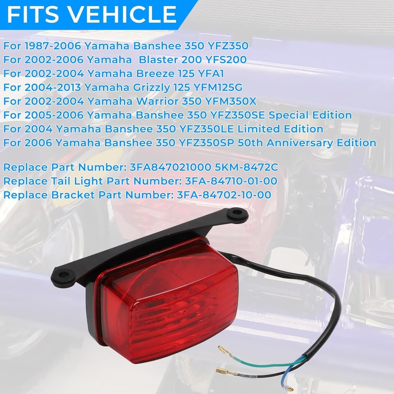 WIKIBB Brake Light ATV Taillight Include Bracket Compatible with Yamaha BANSHEE 350 Warrior BLASTER 200 YFS200 GRIZZLY 125 660 ATV UTV & More Models - Image 4